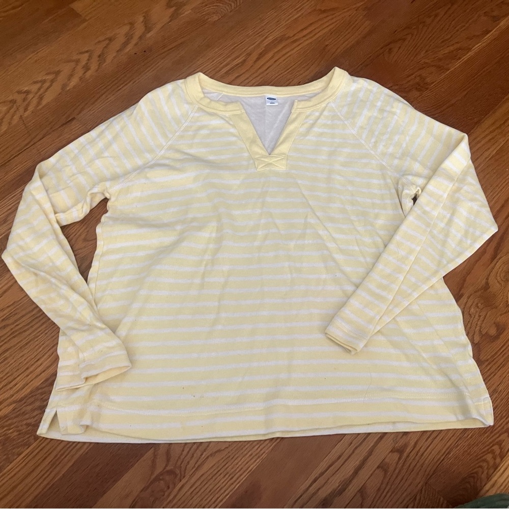 Old Navy Yellow and White Stripe Knit Top